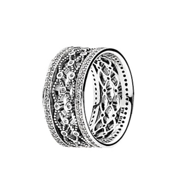 Pandora Silver CZ Lacework Ring - Picture 1 of 5